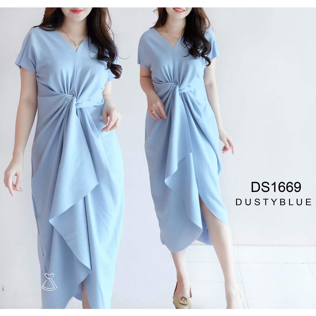 DS1669 - Dress Knot Maxi Scuba Dress Party