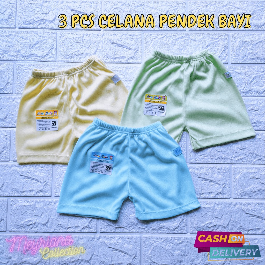 3 SET Celana Pendek Bayi Baru Lahir / 3 PCS Celana Bayi Newborn / 3 Celana Pendek Warna Soft SNI Bayi Baru Lahir Meyriana Collection