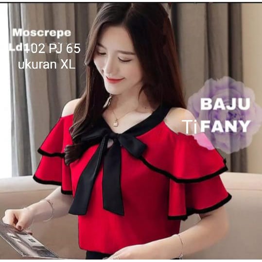 QFS BLOUSE TIFANNY / MERAH / FIT TO XL / VARIASI PITA