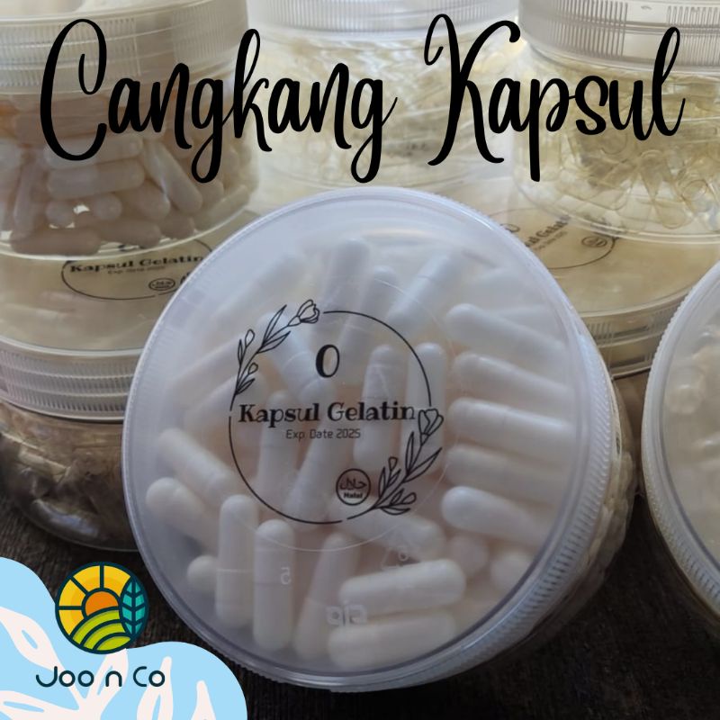 cangkang kapsul kosong ukuran 0  500mg / 00 600mg / tahan minyak /  gelatin sapi halal MUI