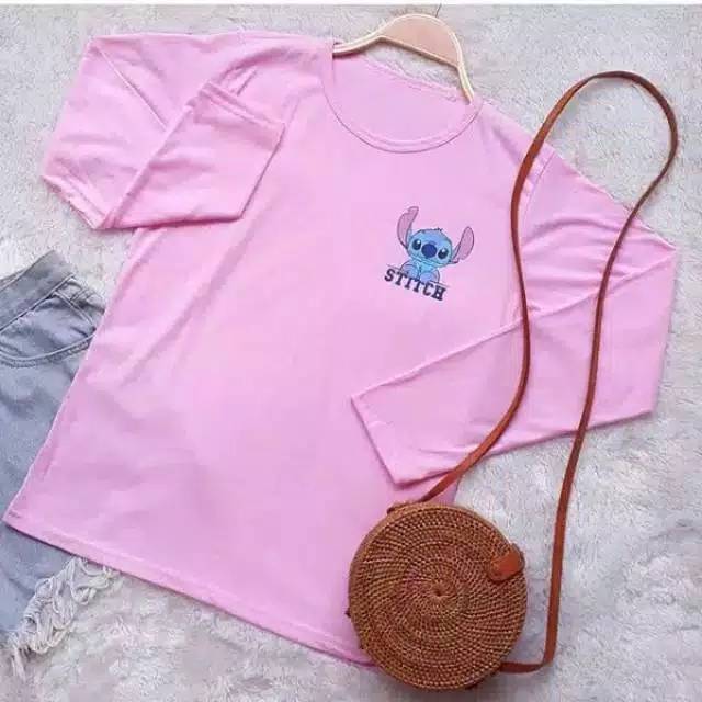 Kaos stitch /t-shirt stitch lengan panjang