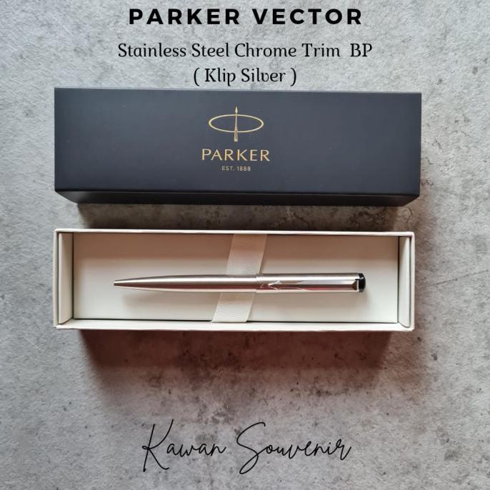 

Pulpen Parker Original Vector Stainless Steel CT (Klip Silver) BP - Isi Hitam