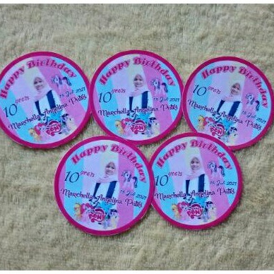 Stiker bulat ulang tahun/snack/nasi box
