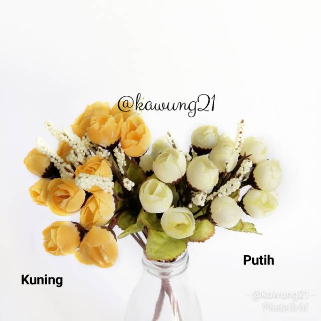 AF09 Bunga Mawar Kuncup Kecil Sintetis Artificial Flower Wedding Bouquet Home Decoration