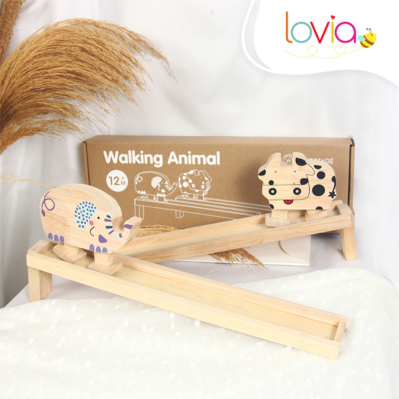 Woodtage Mainan Anak Kayu Education Binatang Berjalan - Walking Animal