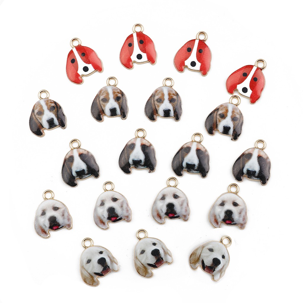 4pcs Charms Enamel Bentuk Anjing Bahan Alloy Warna Emas Untuk Membuat Perhiasan Kalung Dan Gelang