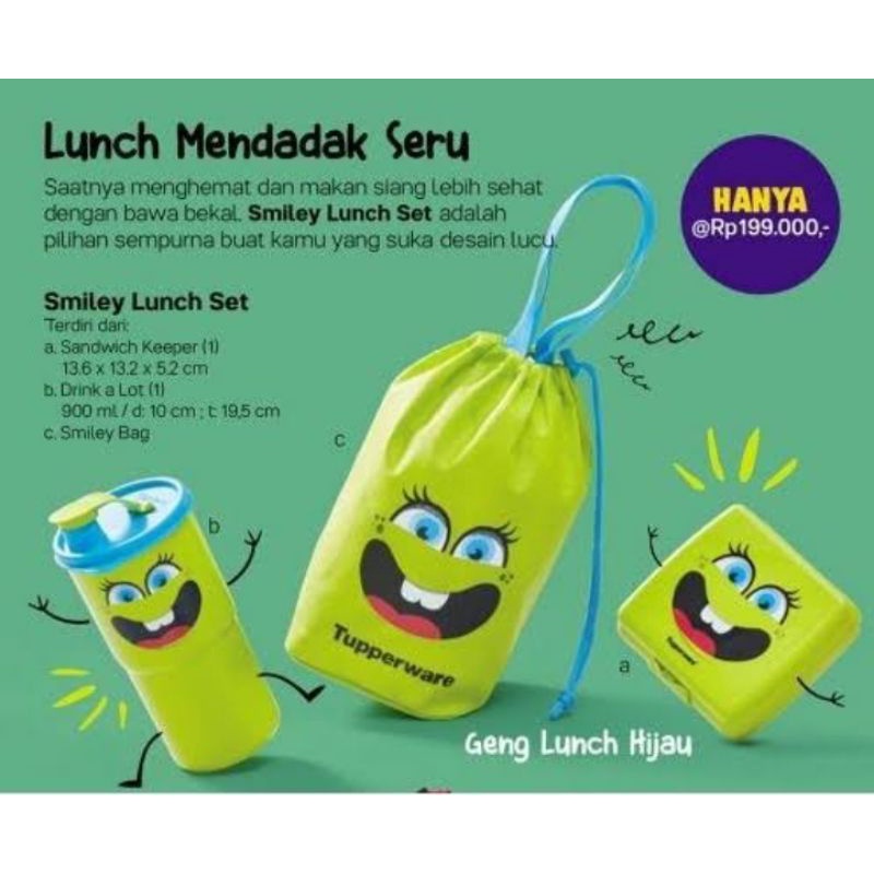 Smiley lunch set tupperware / tempat makan anak tupperware