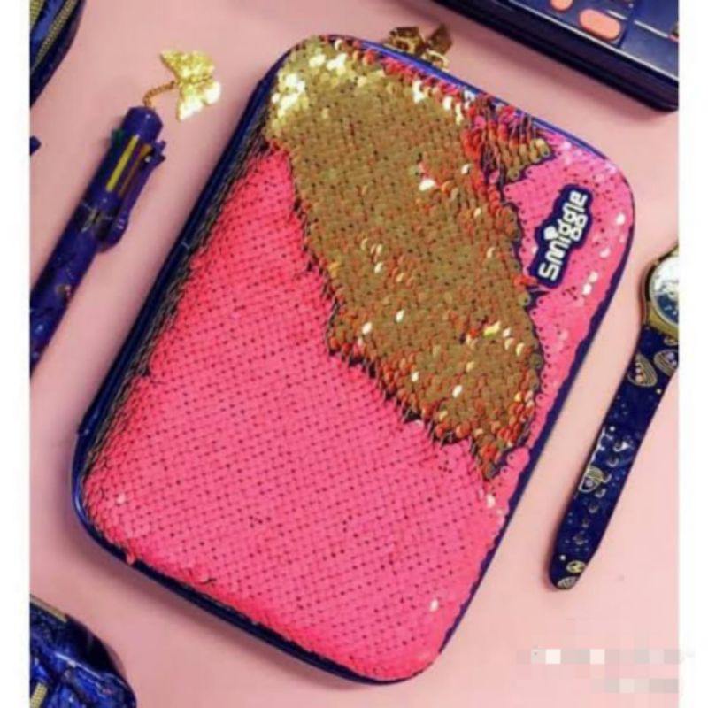 ORI original smiggle sequin hardtop pencil case kotak pensil anak mainan kids cewek girl hadiah kado