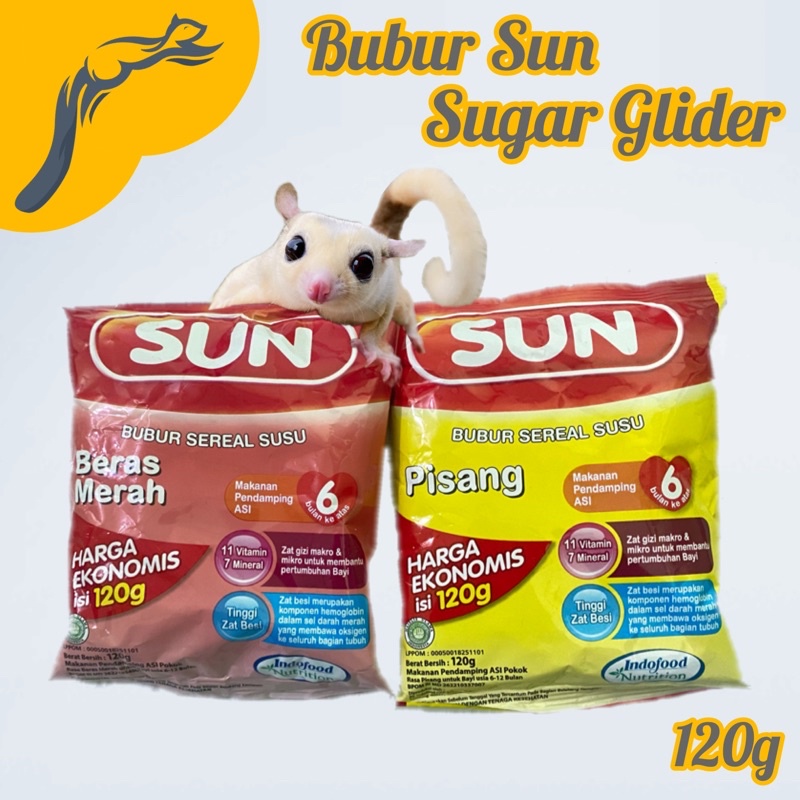 BUBUR SUN PISANG 120gram BERAS MERAH BUBUR BAYI BUBUR SUGAR GLIDER MAKANAN SUGAR GLIDER TUPAI MUSANG