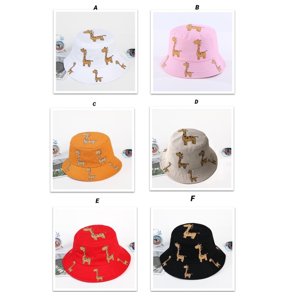 Topi Bucket Nelayan Anak Laki-laki Perempuan Motif Kartun Jerapah Import HT012