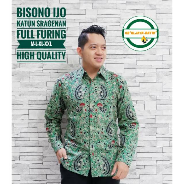 Batik Eksklusif Bisono Ijo Bahan Katun Sragenan Full Furing