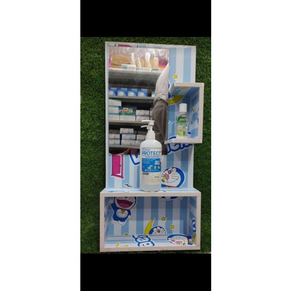 {COD} RAK KOSMETIK GANTUNG KAYU / RAK HIAS / RAK CERMIN / RAK MAKE UP GANTUNG DINDING KOTAK