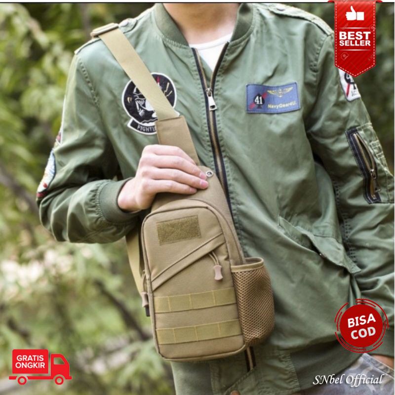 Tas Selempang samping Sling Bag Slempang Tactical Army USB impor pria cowo original murah
