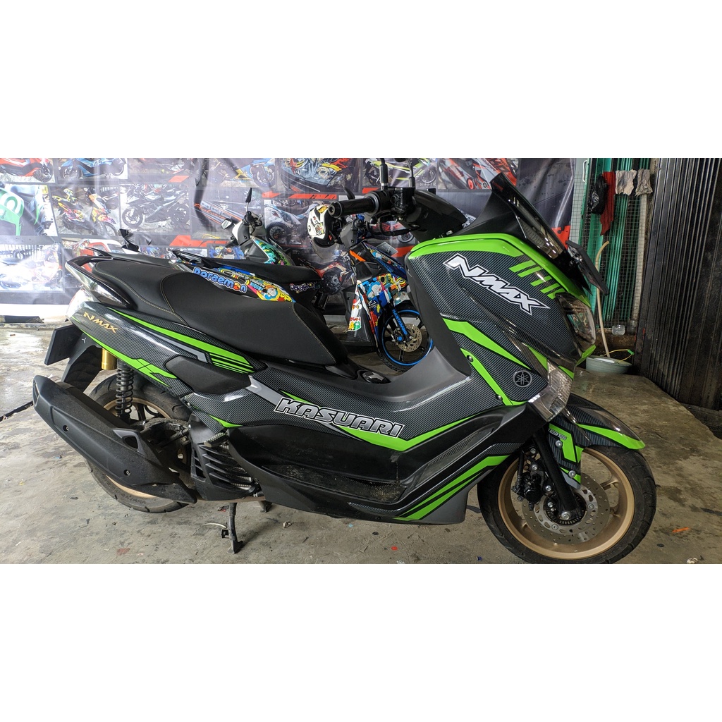 Stiker Nmax Decal Full Body Nmax Premium Green Stripes Glossy DNKZ