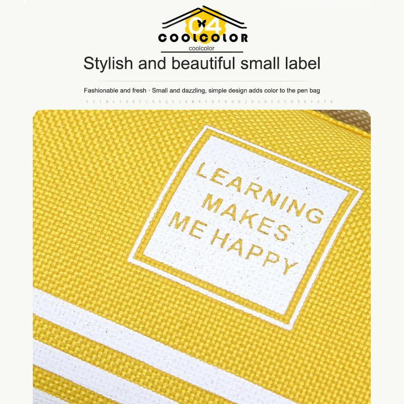 COD Kreatif Double-layer Kapasitas Besar Tas Pena Portabel Tas Alat Tulis Ritsleting Kain Oxford Sederhana- cl