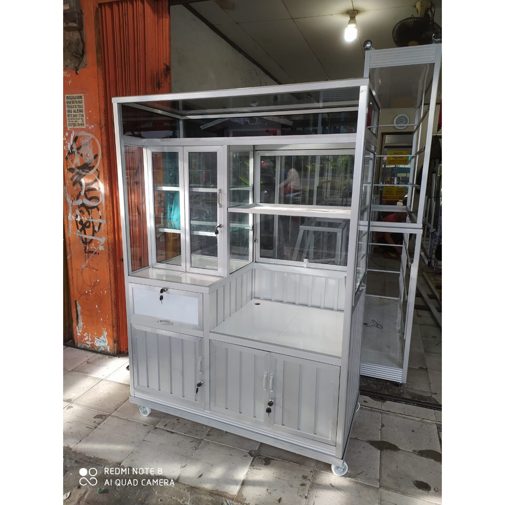 Gerobak Serbaguna Buat Gorengan &  Chicken - silver - FREE Onkir Khusus Jabodetabek