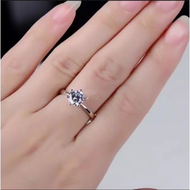 Cincin mata satu silver permata satu perhiasan wanita