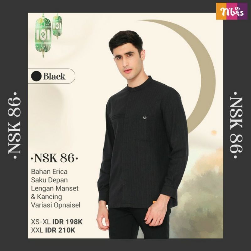 READYNSK 086 KOKO NIBRAS LENGAN PANJANG BLACK WHITE NIBRAS KOKO DEWASA KOKO HITAM PUTIH DEWASA