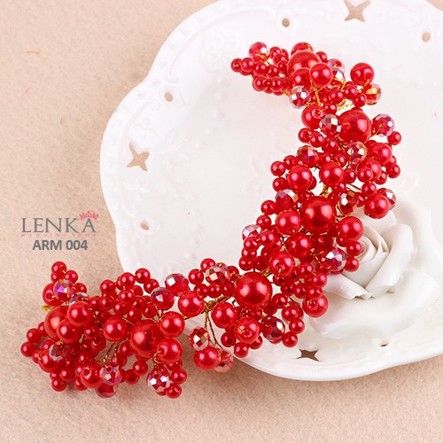 [BISA COD] HEADPIECE MUTIARA MERAH AKSESORIS RAMBUT PENGANTIN PESTA ARM004