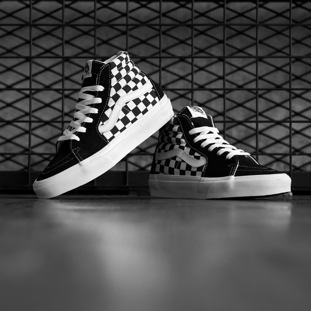 VANS SK8-HI CHECKERBOARD BLACK/WHITE CLASSIC ORIGINAL 100%