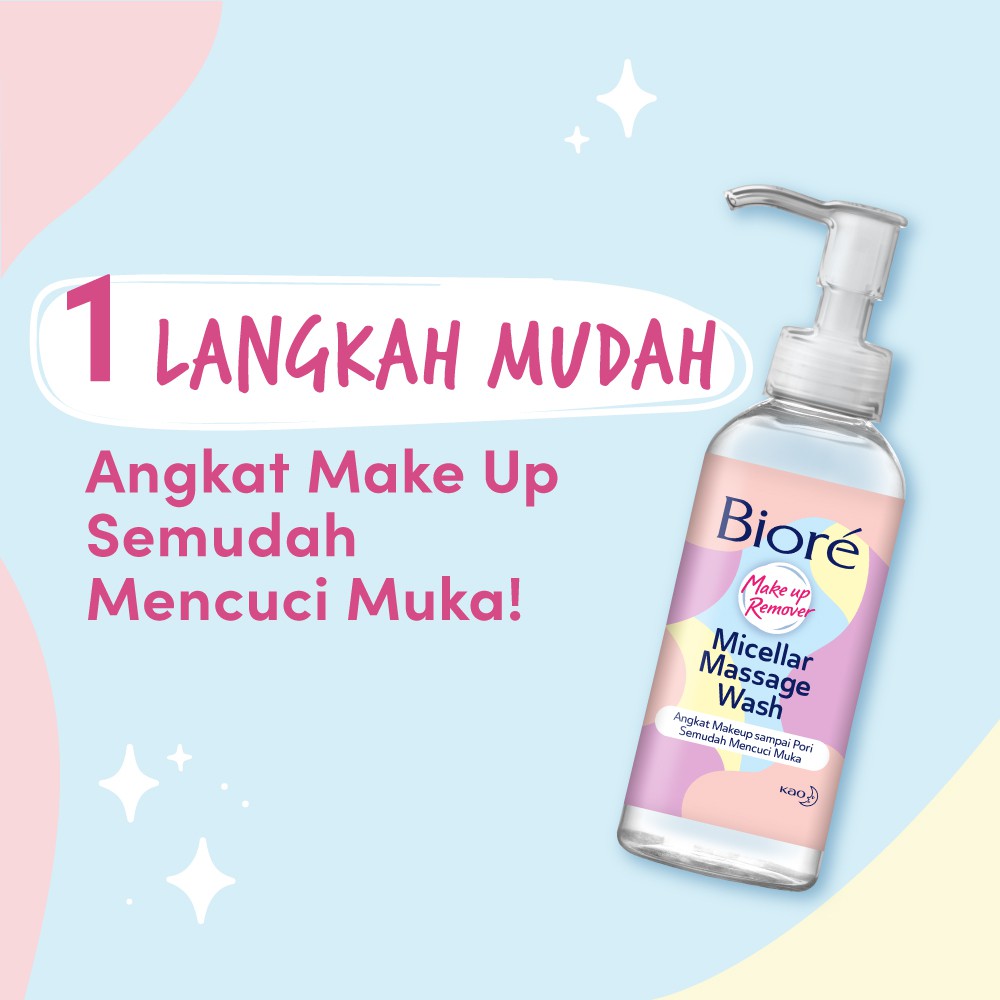 Biore Make Up Remover Cleansing Gel Untuk Light Make Up Micellar Massage Wash Non Alcohol 90 ml