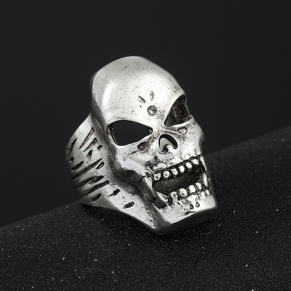 Cincin Desain Tengkorak Gaya Vintage Punk Untuk Pria