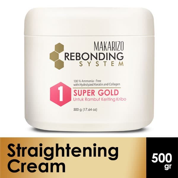 ★ BB ★ Makarizo Professional Rebonding System Straightening Cream Super Gold Pot 500 mL - 1000 mL | Pelurus Rambut