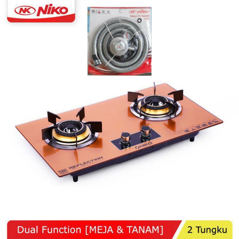 NIKO RG 20T/REFLECTION GOLD BLACK Kompor Gas Kaca 2  Tungku