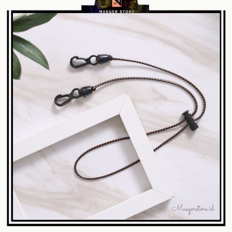 Kalung Masker Hijab 2in1 Strap Masker Elastis Stretchy Tali masker Kalung Strap Mask Hijab Strap Mask Premium-Blackyellow Stopper