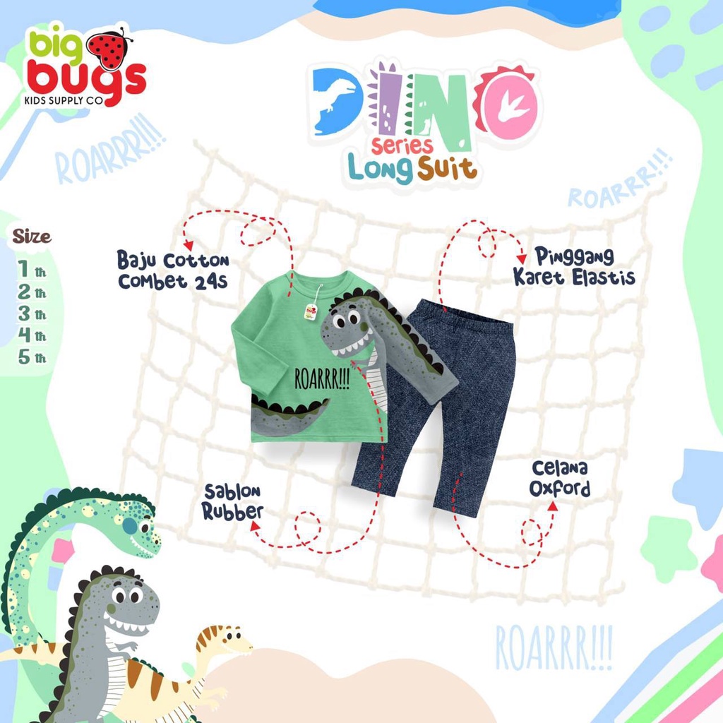 Setelana anak Dino series Longsuit by Big bugs