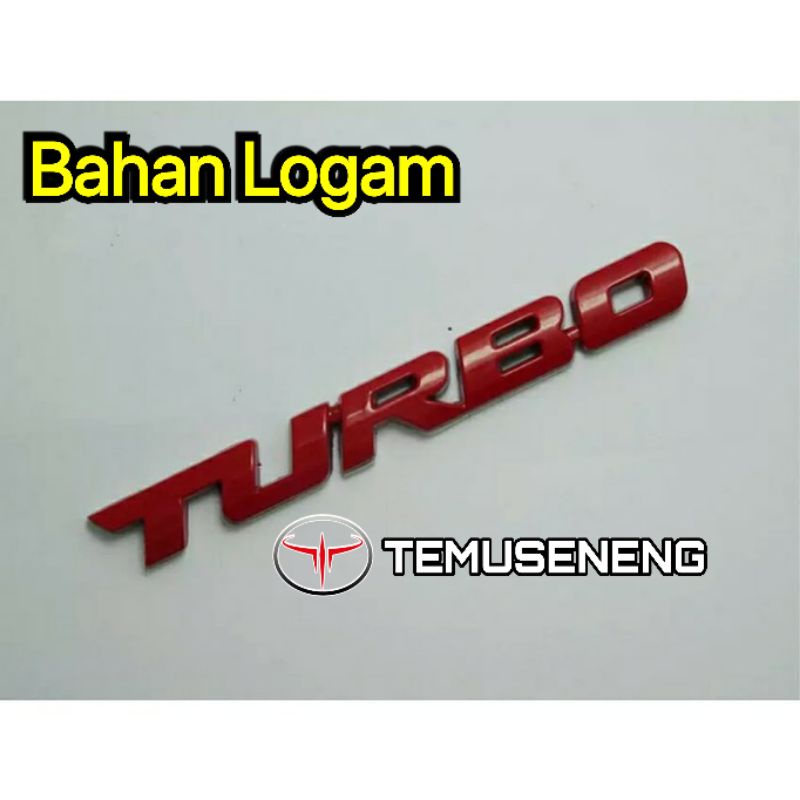 Emblem Turbo Merah Red Aksesoris Eksterior Mobil Sticker 3D Logo Tulis