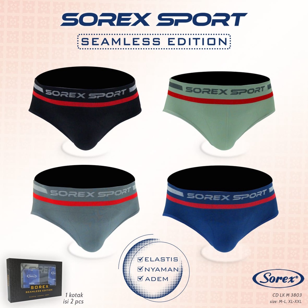 BISA PILIH WARNA Sorex CD Celana Dalam Pria - 3801 ; 3803 - Seamless Segitiga Brief