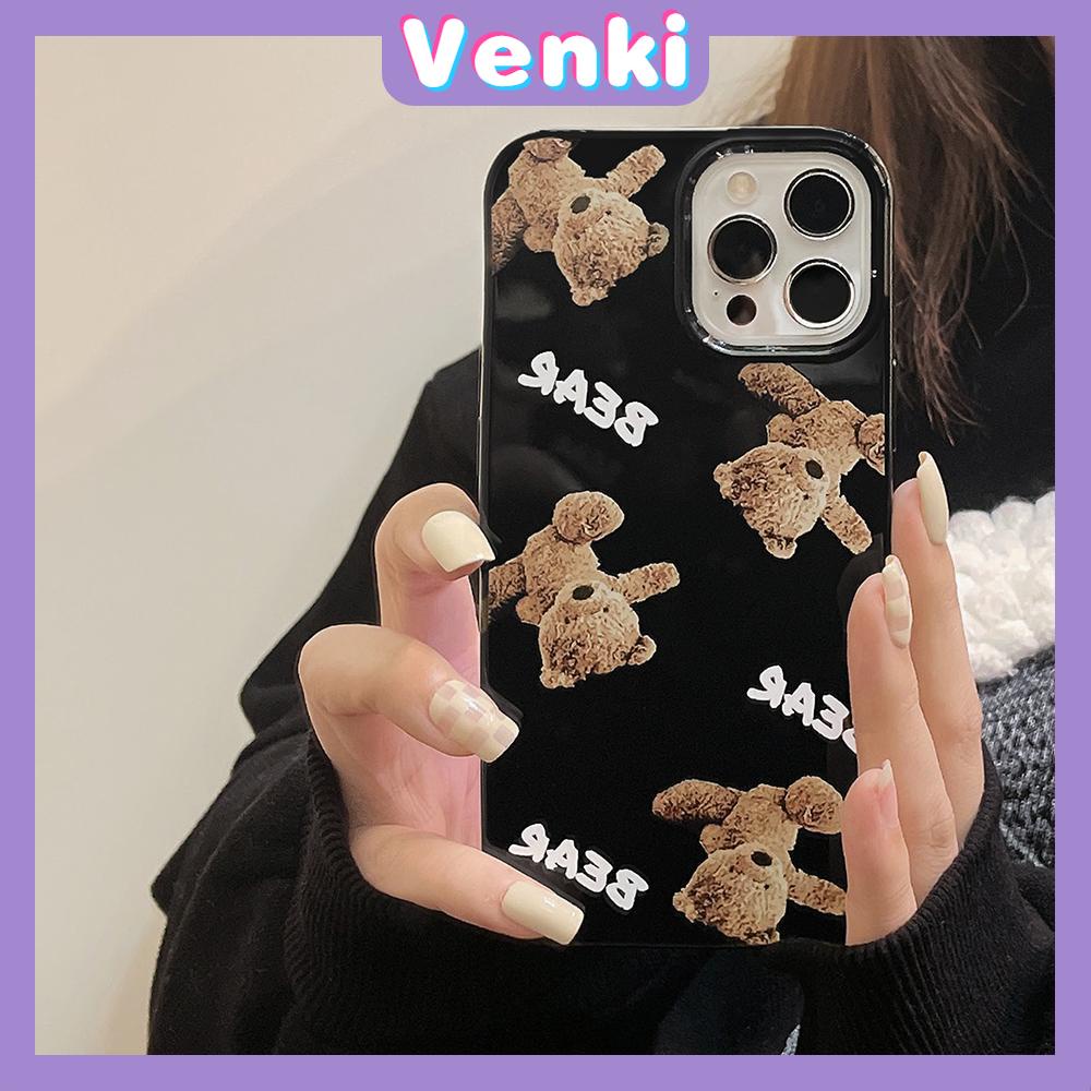 Soft Case Silikon Hitam Glossy Motif Teddy Bear Untuk Iphone 13 Pro Max / 12 Pro Max / 11 / 7 + / 7 / 8 + / Xr / Xs Max / 11 / Pro / 7 / 8 +