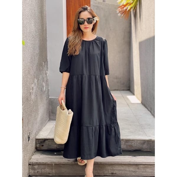 RX Fashion - Dress Puffy Sleeve // Puffy Sleeve Maxy Dress -R3
