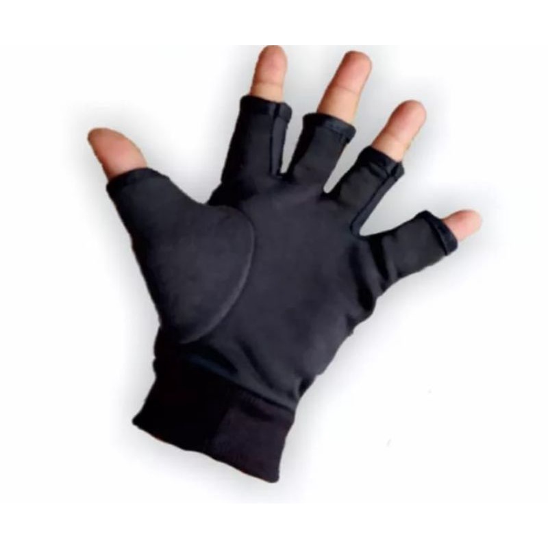 SARUNG TANGAN SETENGAH JARI/MOTOR CICLE GLOVES WARNA HITAM POLOS PRIA DAN WANITA