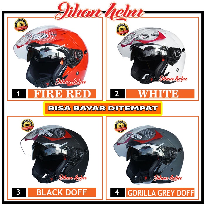 Jual Helm Kyt Half Face Helm Kyt Dj Maxi Double Visor Terbaru Shopee Indonesia