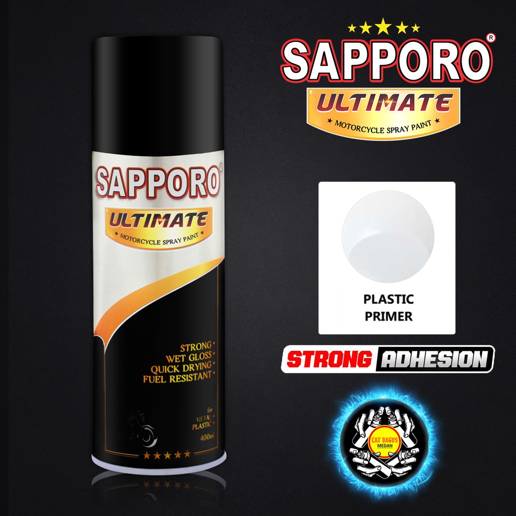 SAPPORO ULTIMATE PP PLASTIC PRIMER CAT SEMPROT 400 ML CAT BODY KASAR DASHBOARD MOTOR AEROSOL PLASTIK