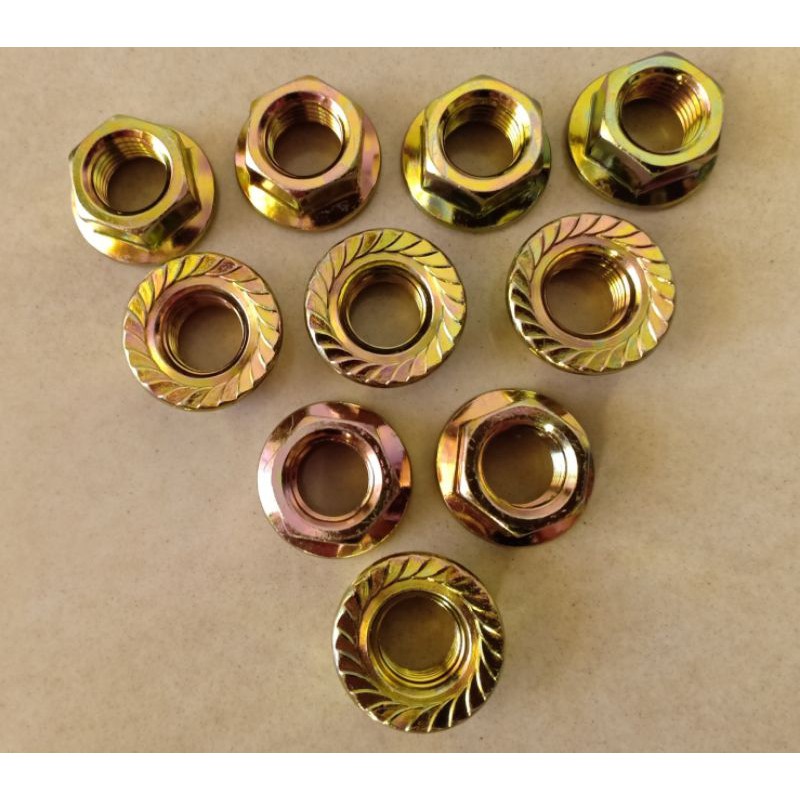 (10pcs)10mm Mur Topi Tembus (Flag Nut) Kepala Kunci 14mm