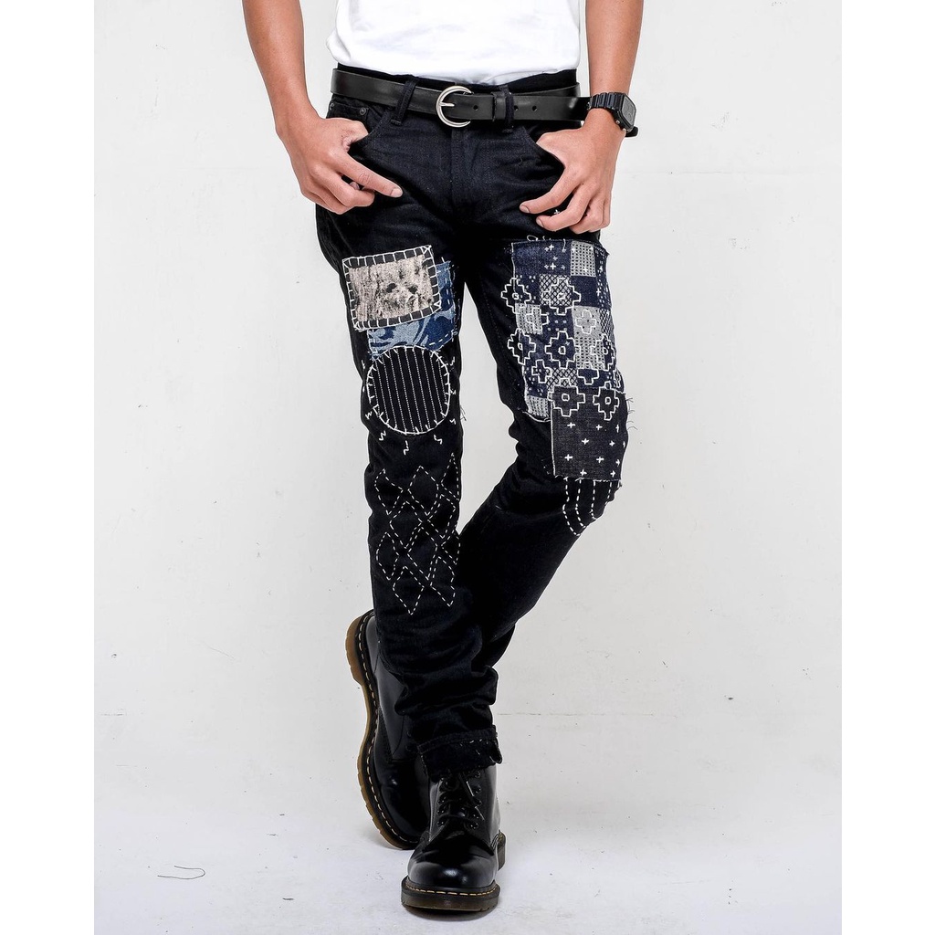 Bespoke Project - Celana Jeans Black Permanent Sashiko
