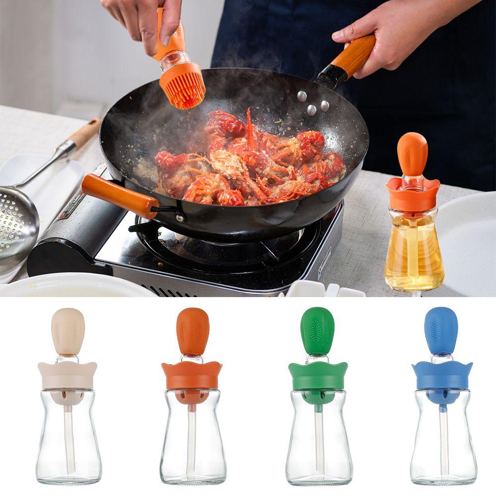 R-FLOWER Botol Minyak Dengan Kuas Silikon Peralatan Masak Baru Barbekyu Grill Dispenser Minyak