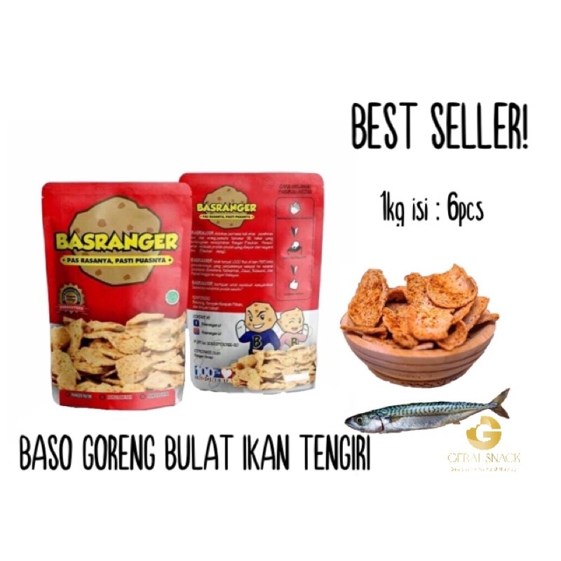 Basreng Bulat Basranger Baso Goreng Ikan Extra Daun Jeruk Bumbu Tebal Renyah (100g)