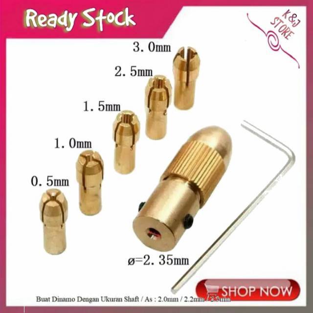 Knjstore Set 7pcs Kepala Bor Mini Dinamo Gerinda CHUCK COLLET Dremel Grinder