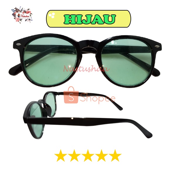 Kacamata Hitam Wanita Pria Bingkai Oval Lensa Warna Korea Style Kaca Mata Vincent Fashion Sunglasses Import Unisex FREECASE