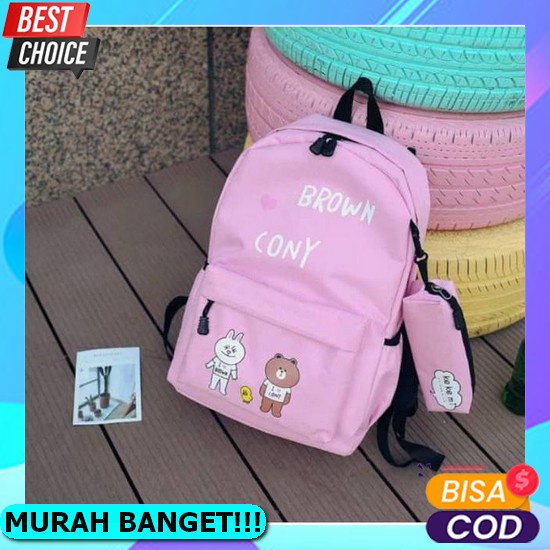 Tas Dorong Troli Anak Tk Karakter Dino Rabbit Unicorn Ice Cream Gambar Timbul - 3 Kantung Import Pro