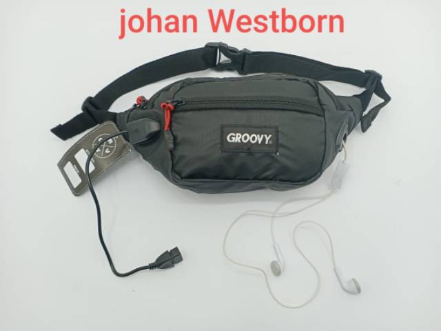 Tas Waist Bag Groovy External USB cable dan port ear phone