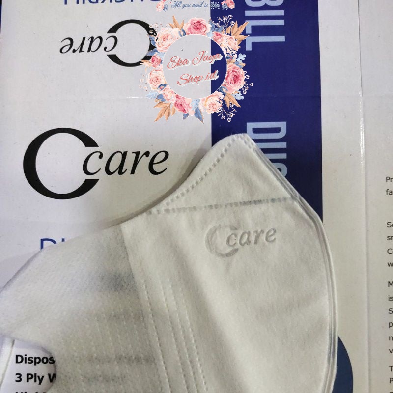 Masker Duckbill C-care putih garis embos isi 50