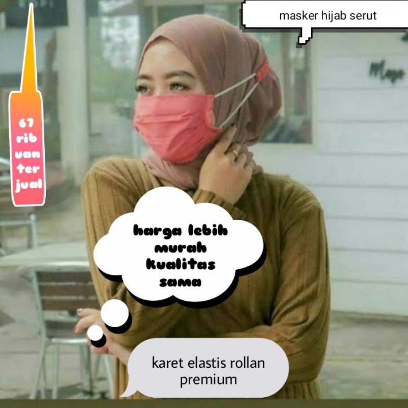 MASKER KAIN/masker headloop/masker hijab serut/masker hijab tali serut