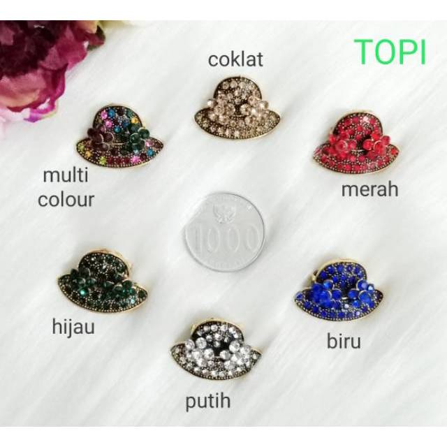 chandrasurya BROS DAGU Mata Warna Aksesoris Wanita Hijab Jilbab motif TOPI perak bakar