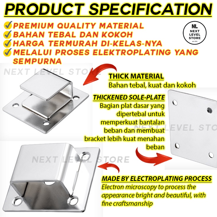 Bracket Wall Support Single Hook Kotak Cantolan Pipa Besi - PUTIH - ada 2 model : Pilih di VARIASI