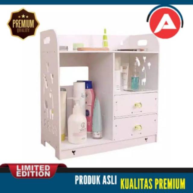 RAK GONDOLA / RAK MINIMARKET / RAK SUPERMARKET 5 LEVEL - MERAH RAK KOSMETIK BAHAN KAYU KOTAK KUAS MJ